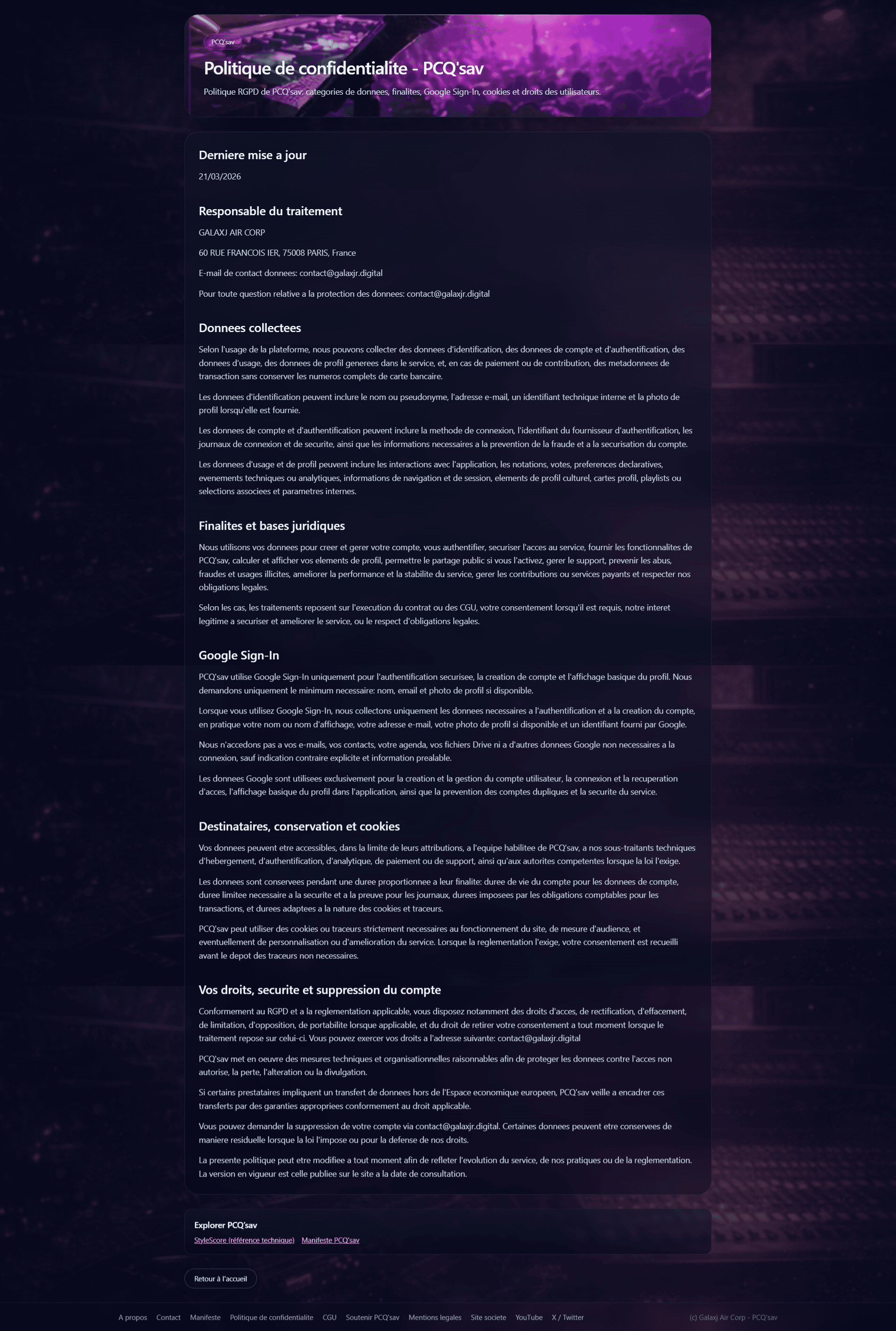 Politique de confidentialité PCQ'sav