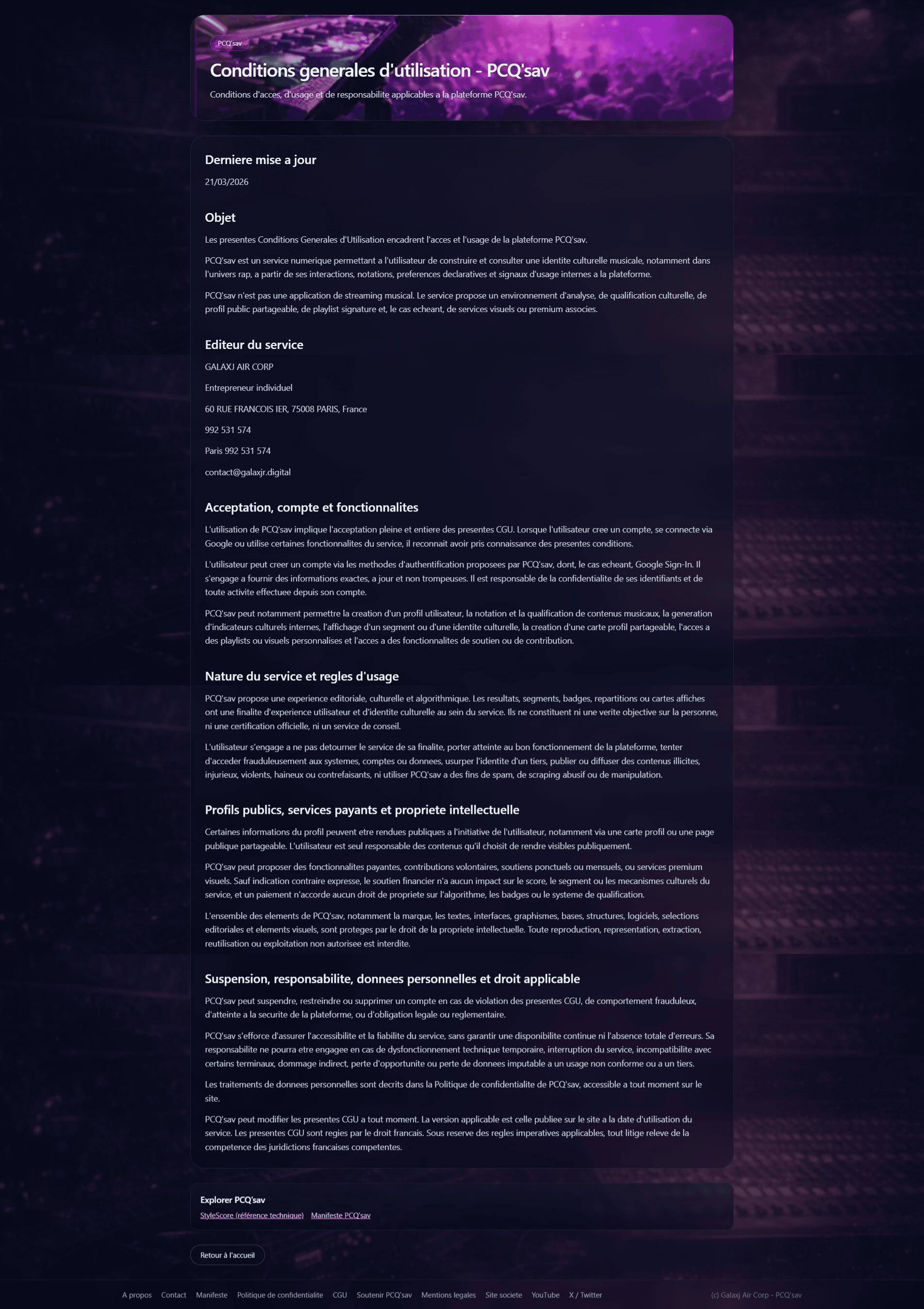 Conditions générales PCQ'sav